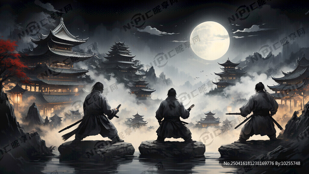 中国宋朝 黑夜 圆月