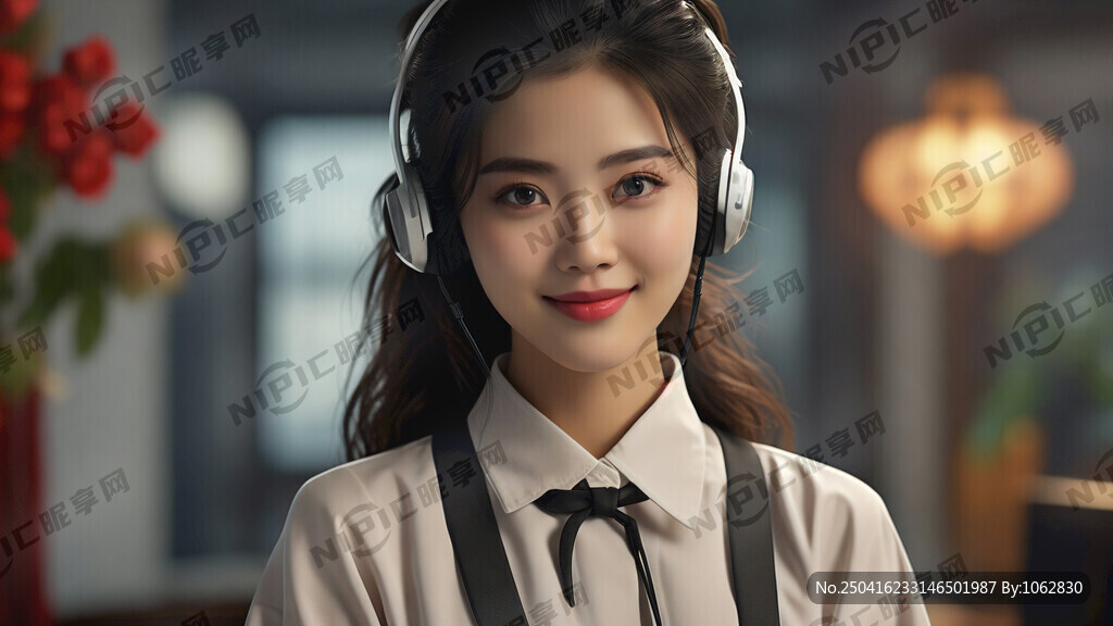 话务员 美女 比心 温暖 微笑