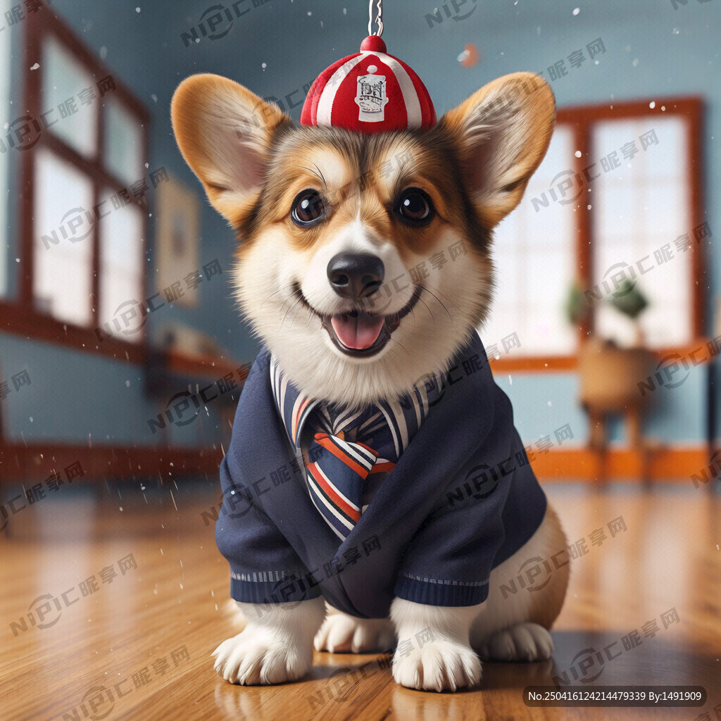 穿校服的柯基犬