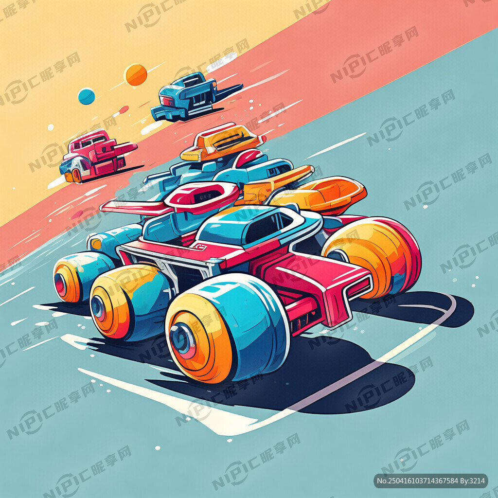 卡丁碰碰车 插画 8种颜色