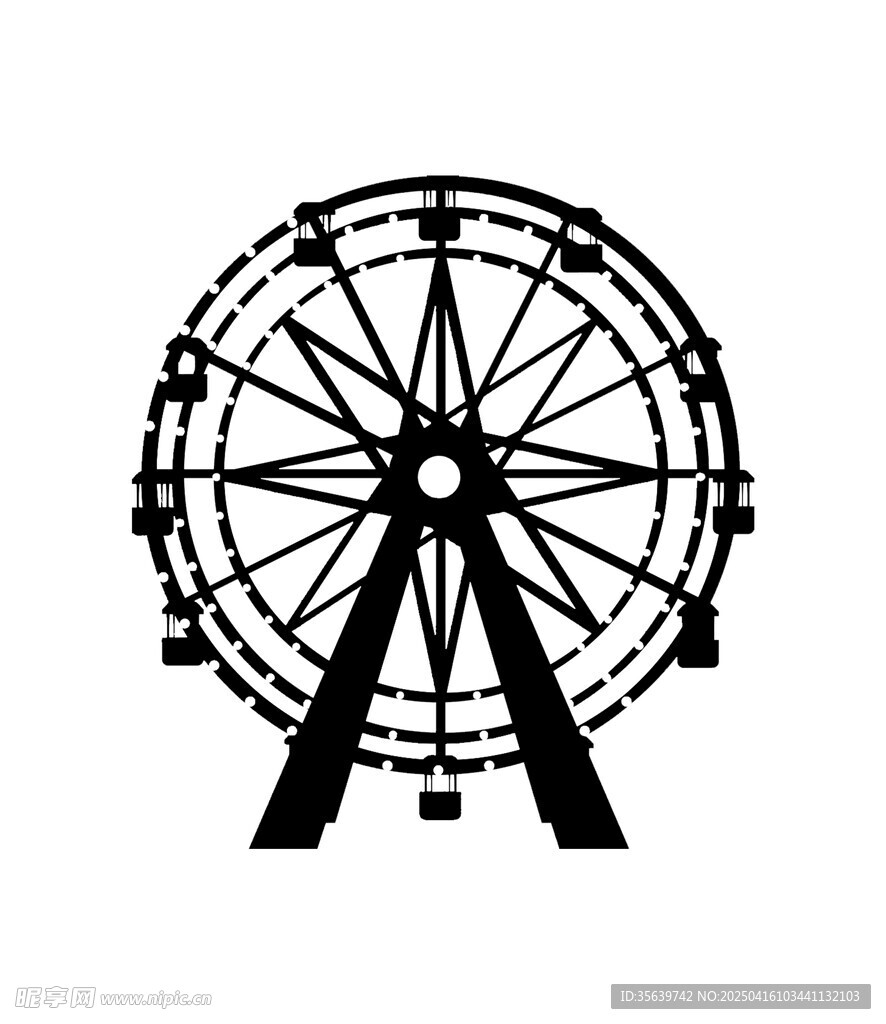 手绘摩天轮插画免抠PNG