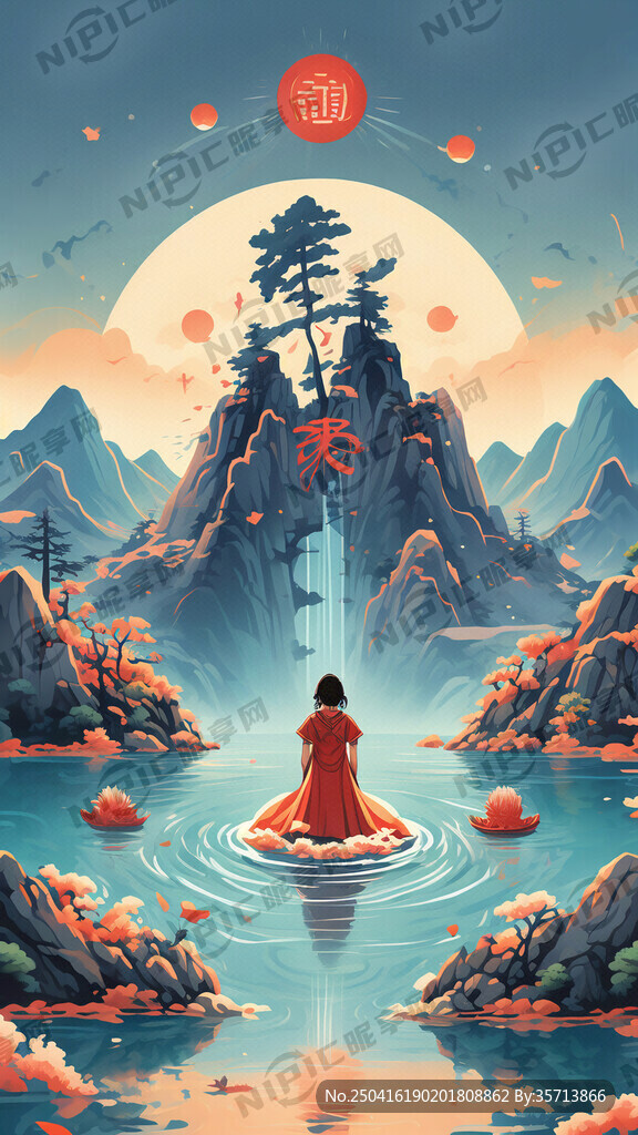 山海湖与少年 字体设计 可爱