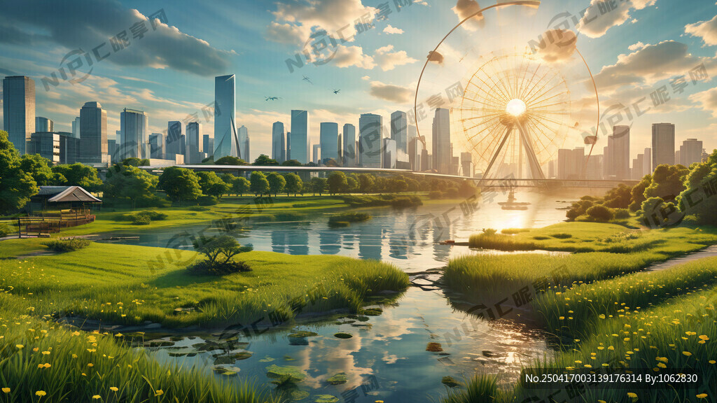 大片嫩绿的草地 河边小路