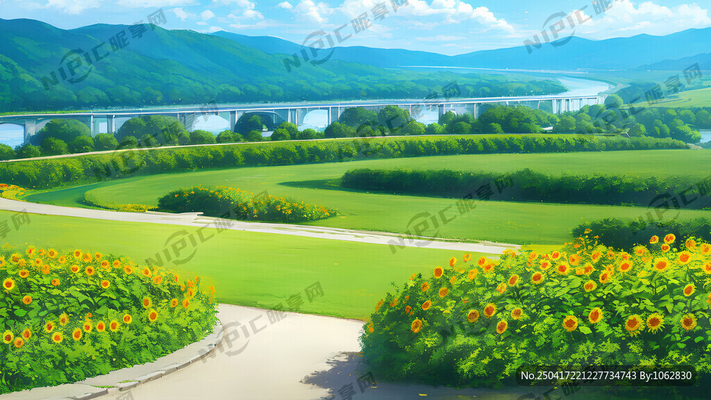 河边公园 河上有一条小船