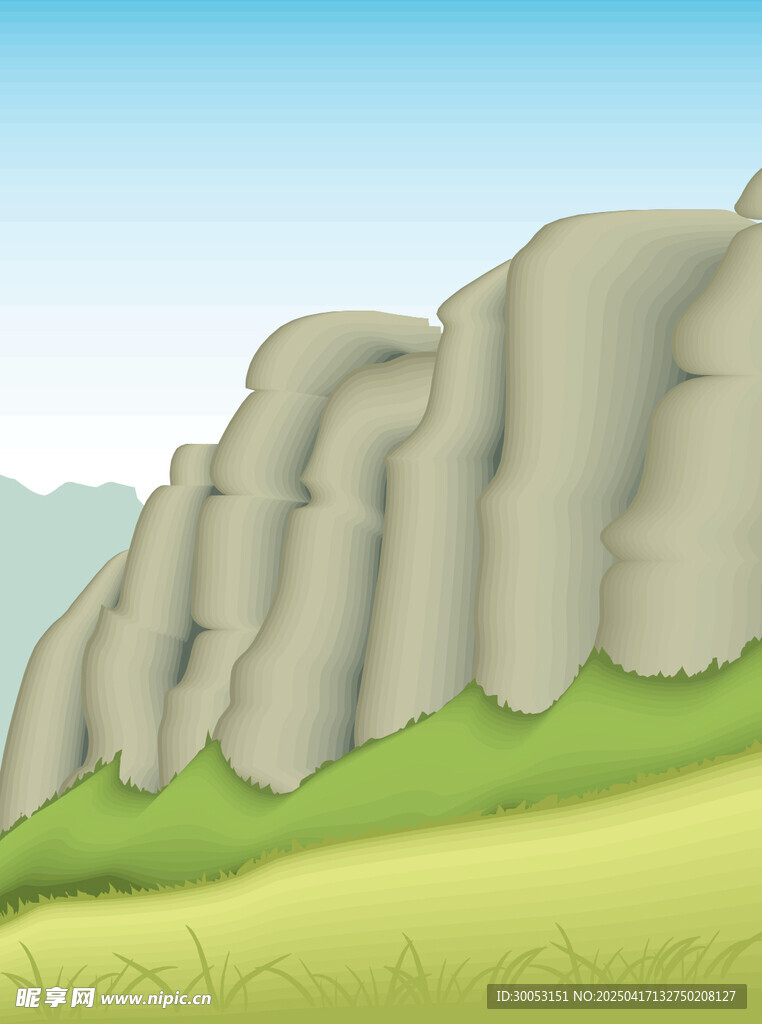 矢量野外山丘草地插画