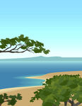 矢量海洋沙滩风景插画