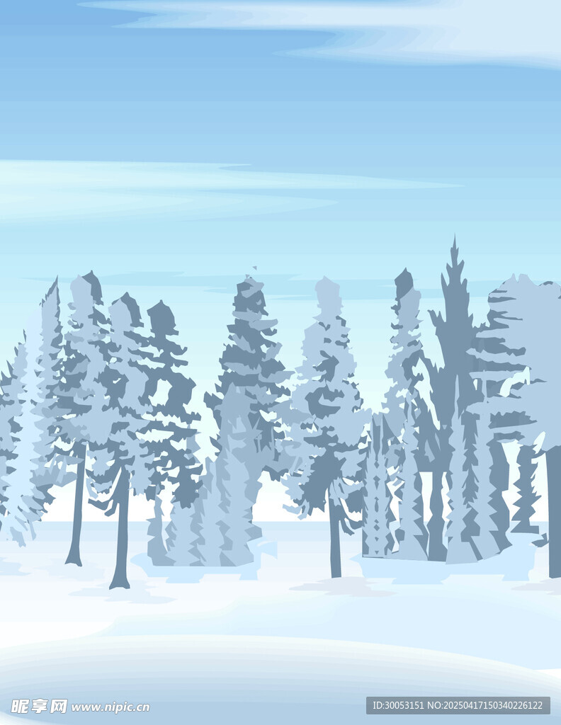 冬季森林白雪插画