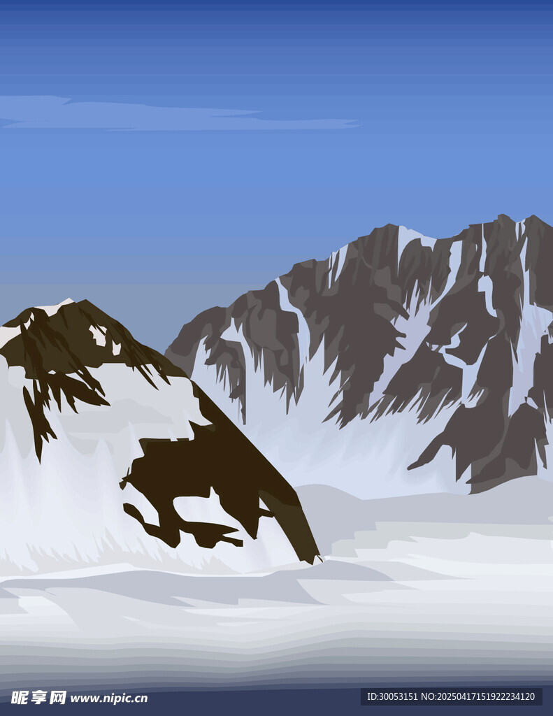 冬季山峰白雪插画