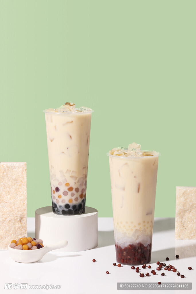 芋圆红豆奶茶
