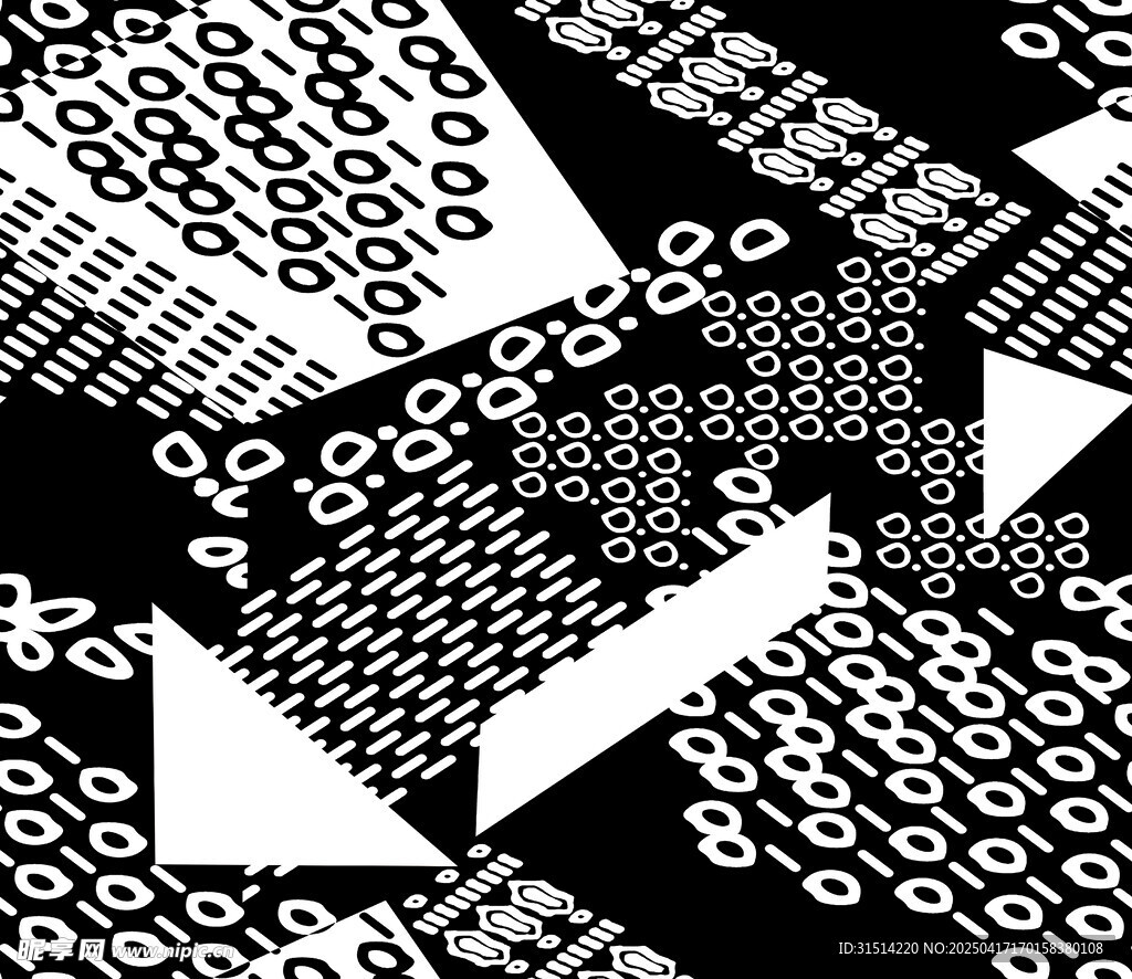 黑白几何图案抽象艺术图