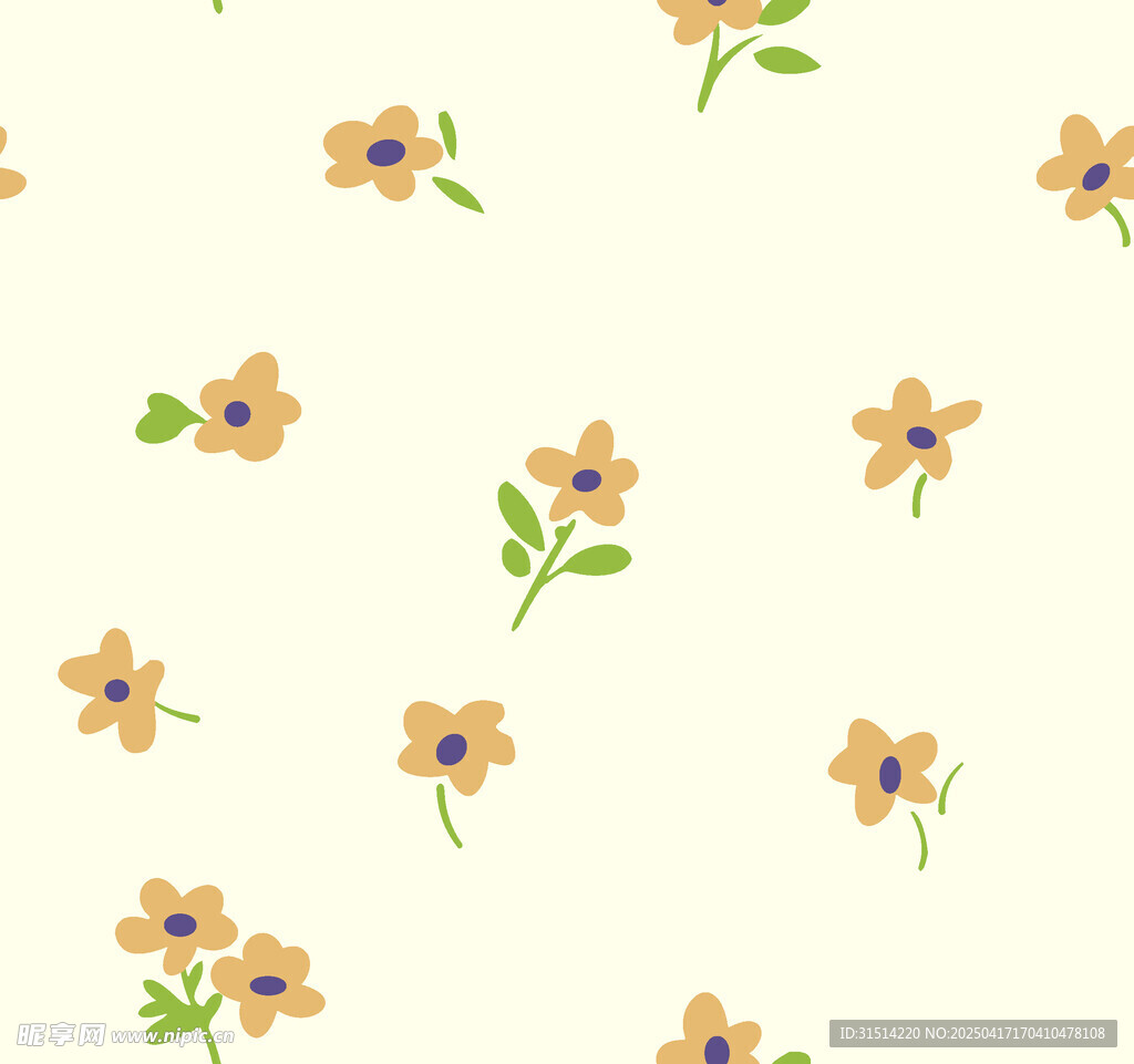 小黄花简约花卉背景图案