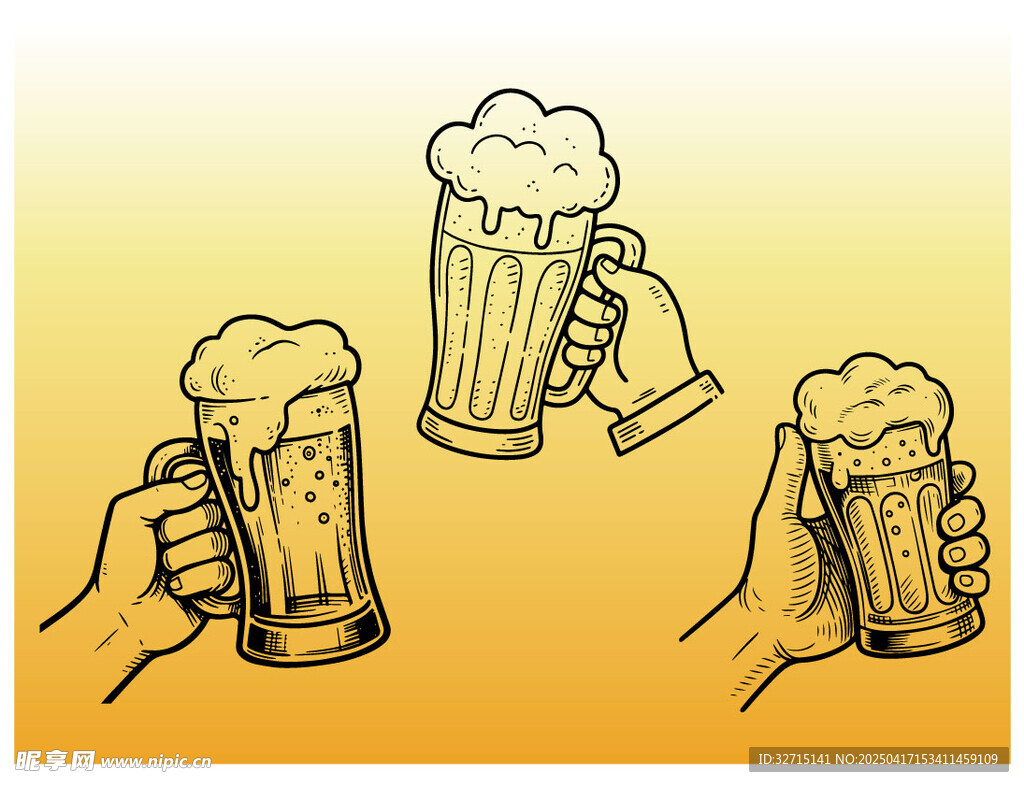 矢量啤酒手持啤酒插画