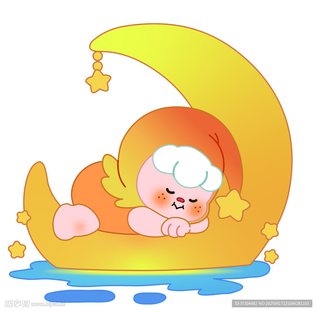 睡在月牙上的可爱宝宝