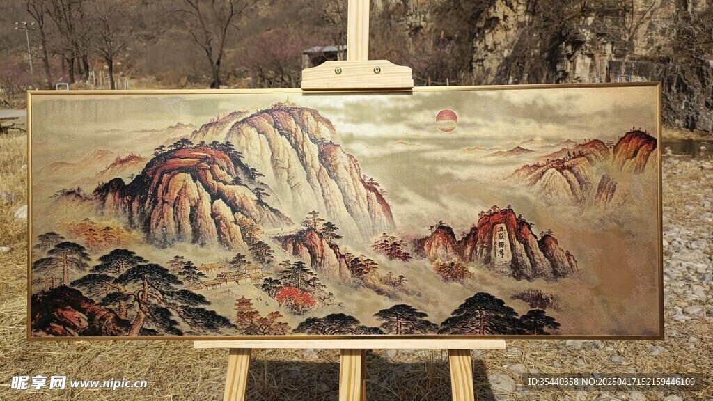 泰山铜壁画山水