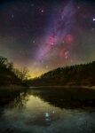 湖畔星空夜景梦幻之美