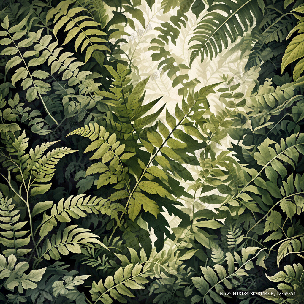 热带雨林植物叶子 插画 自然