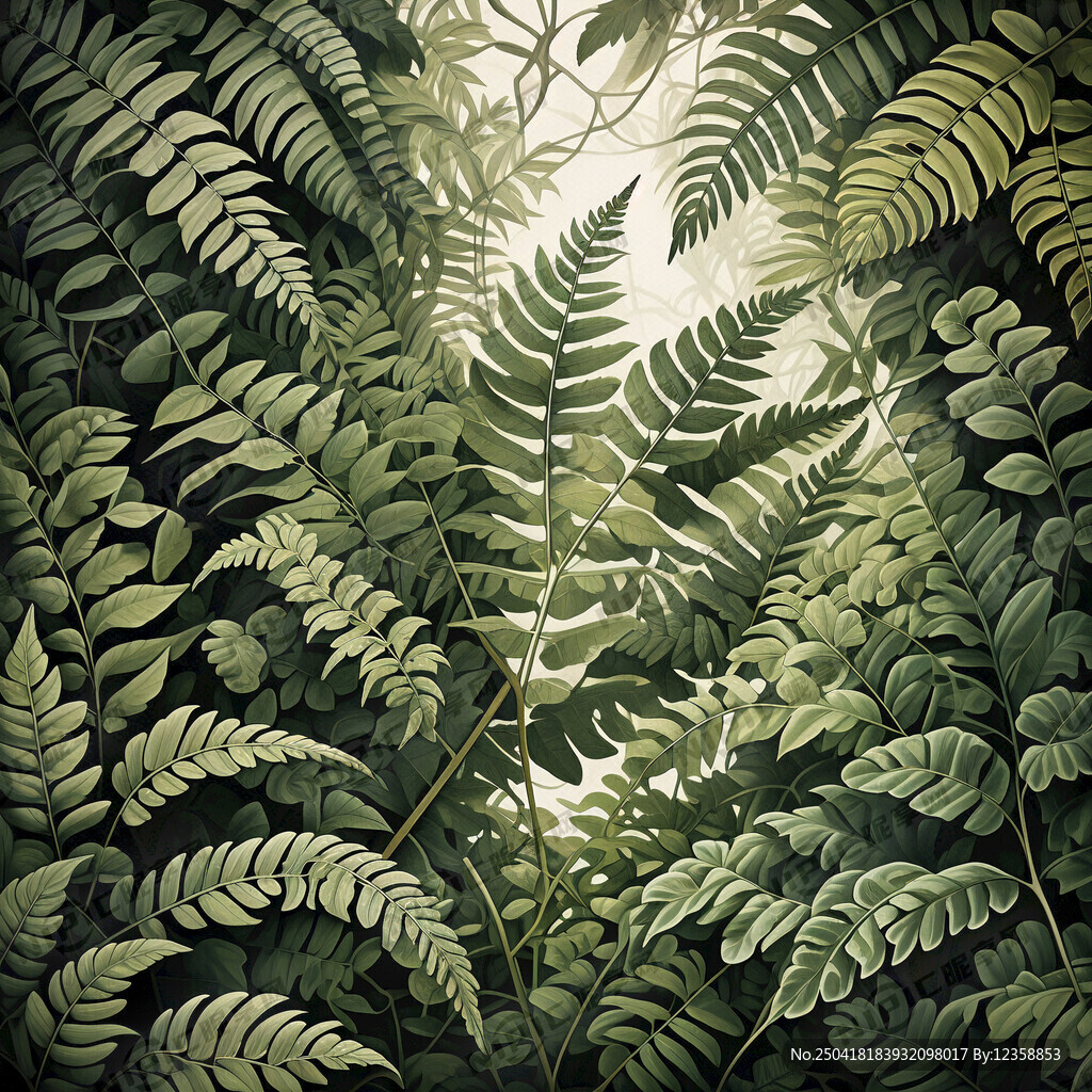 热带雨林植物叶子 插画 自然