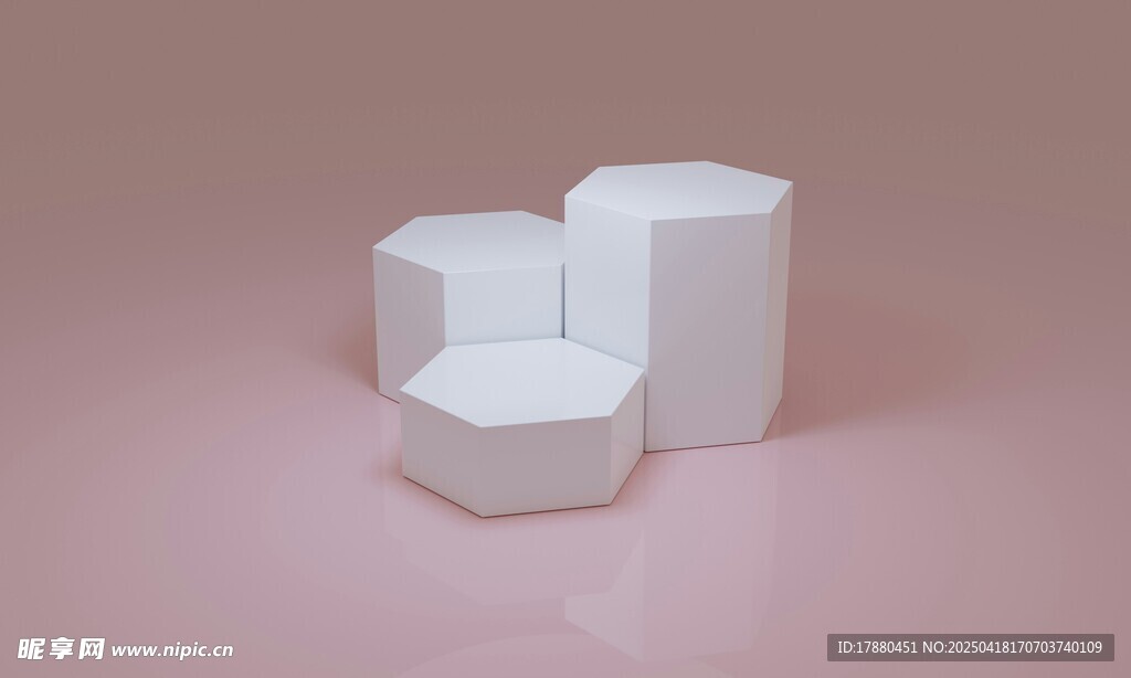 白色几何立体摆件展示