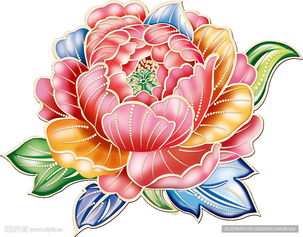 绚丽多彩牡丹花图案