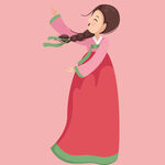 身着韩服的优雅女子