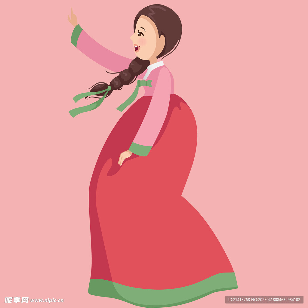 身着韩服起舞的美丽女子