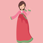 身着韩服的优雅女性