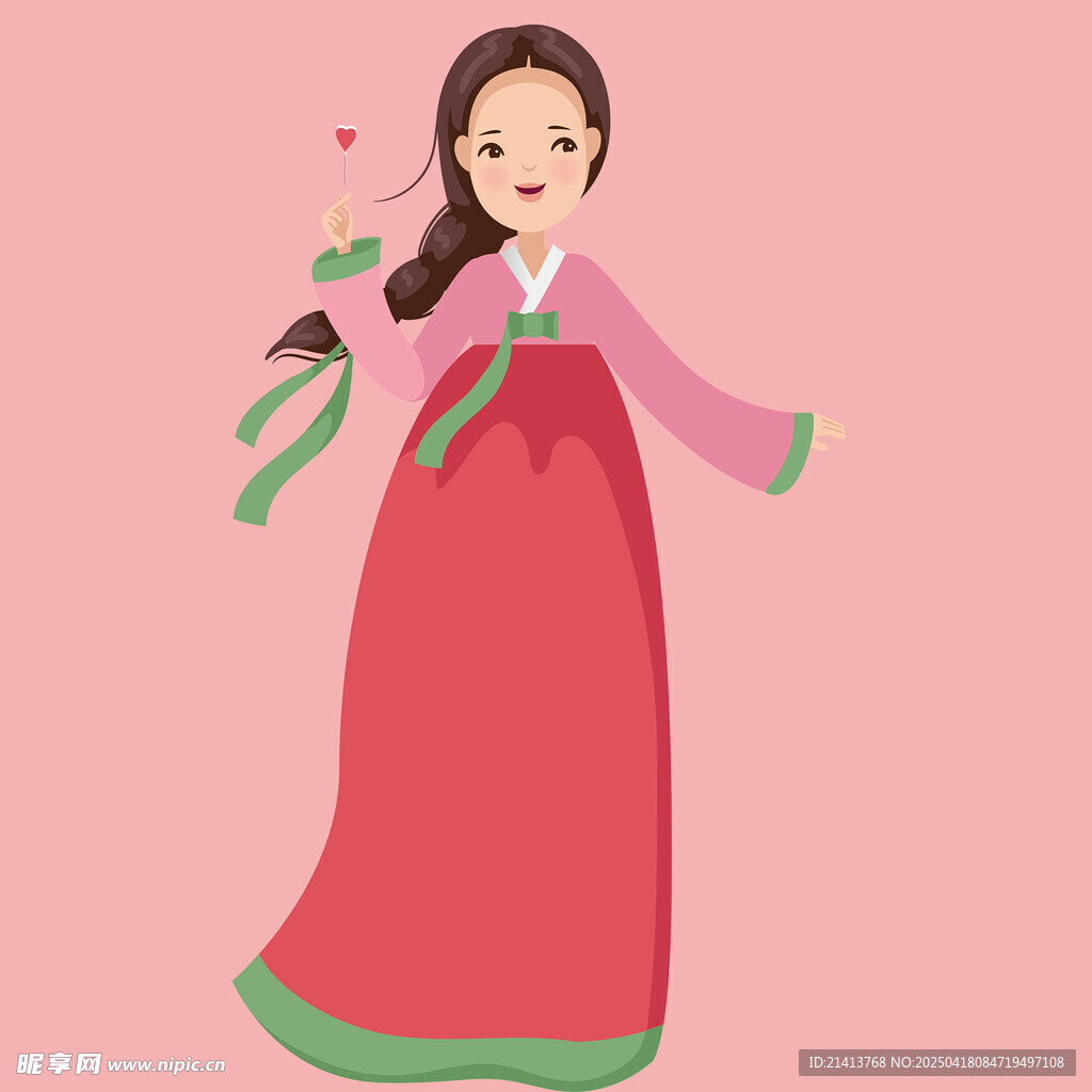 手绘朝鲜女孩