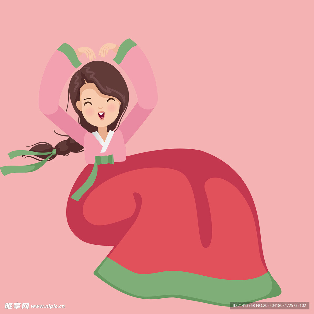 手绘朝鲜女孩