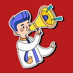 卡通人物手持喇叭大声宣传