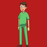 穿绿衣戴眼镜的卡通男子