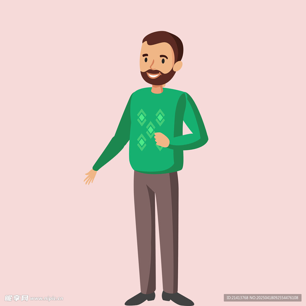 穿绿衣的开心男子