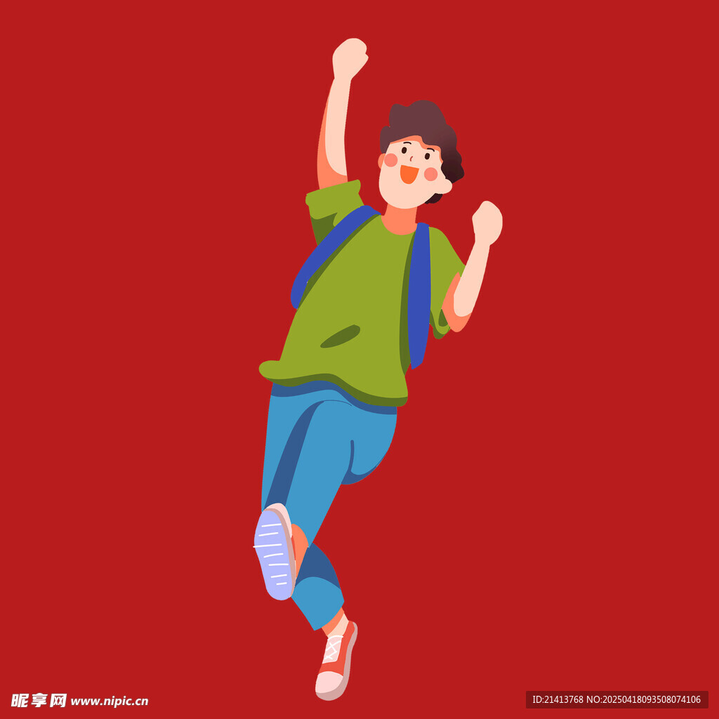 活力少年欢快跳跃