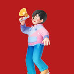 手持喇叭的活力少年