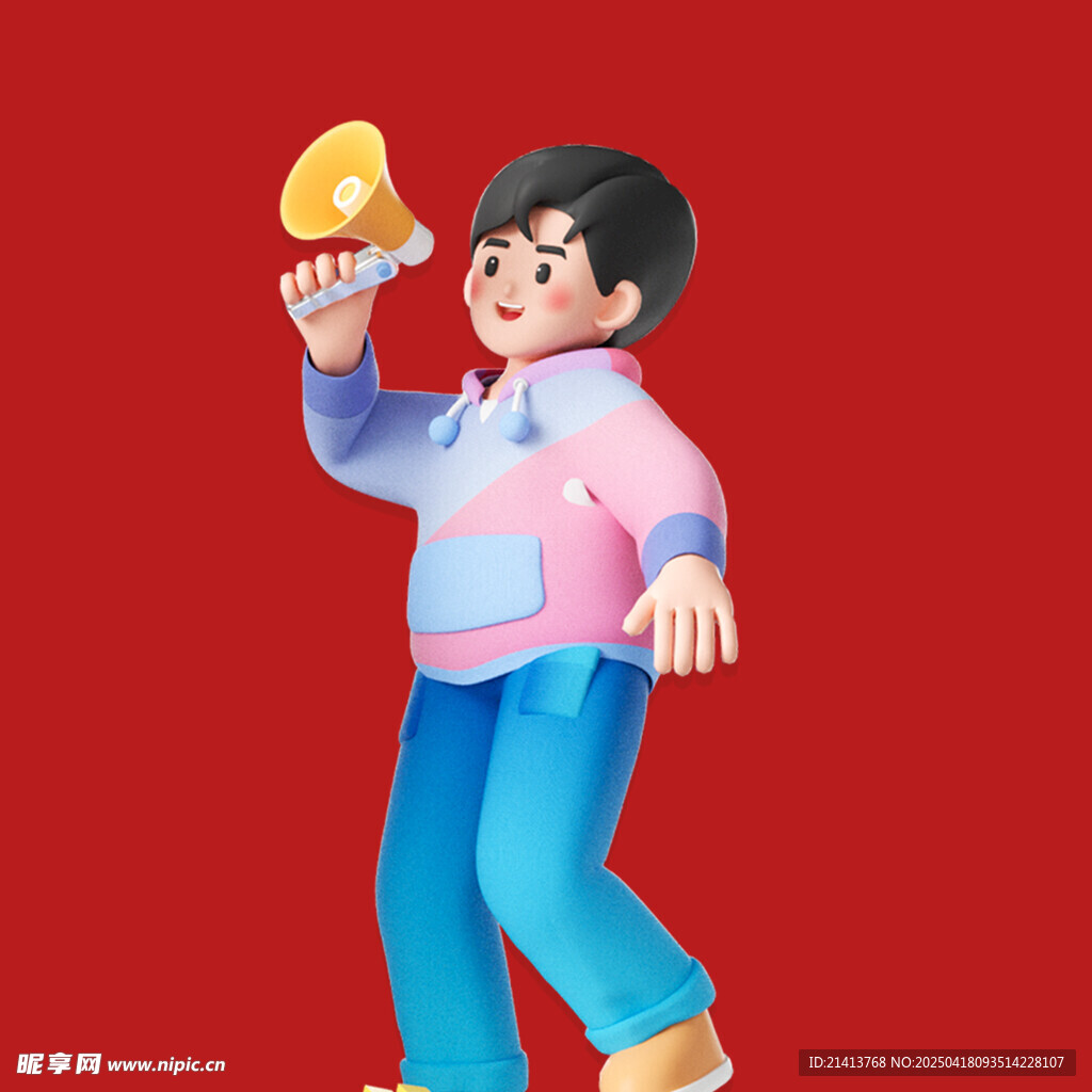 手持喇叭的活力少年