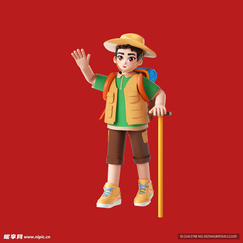 卡通徒步旅行者形象展示
