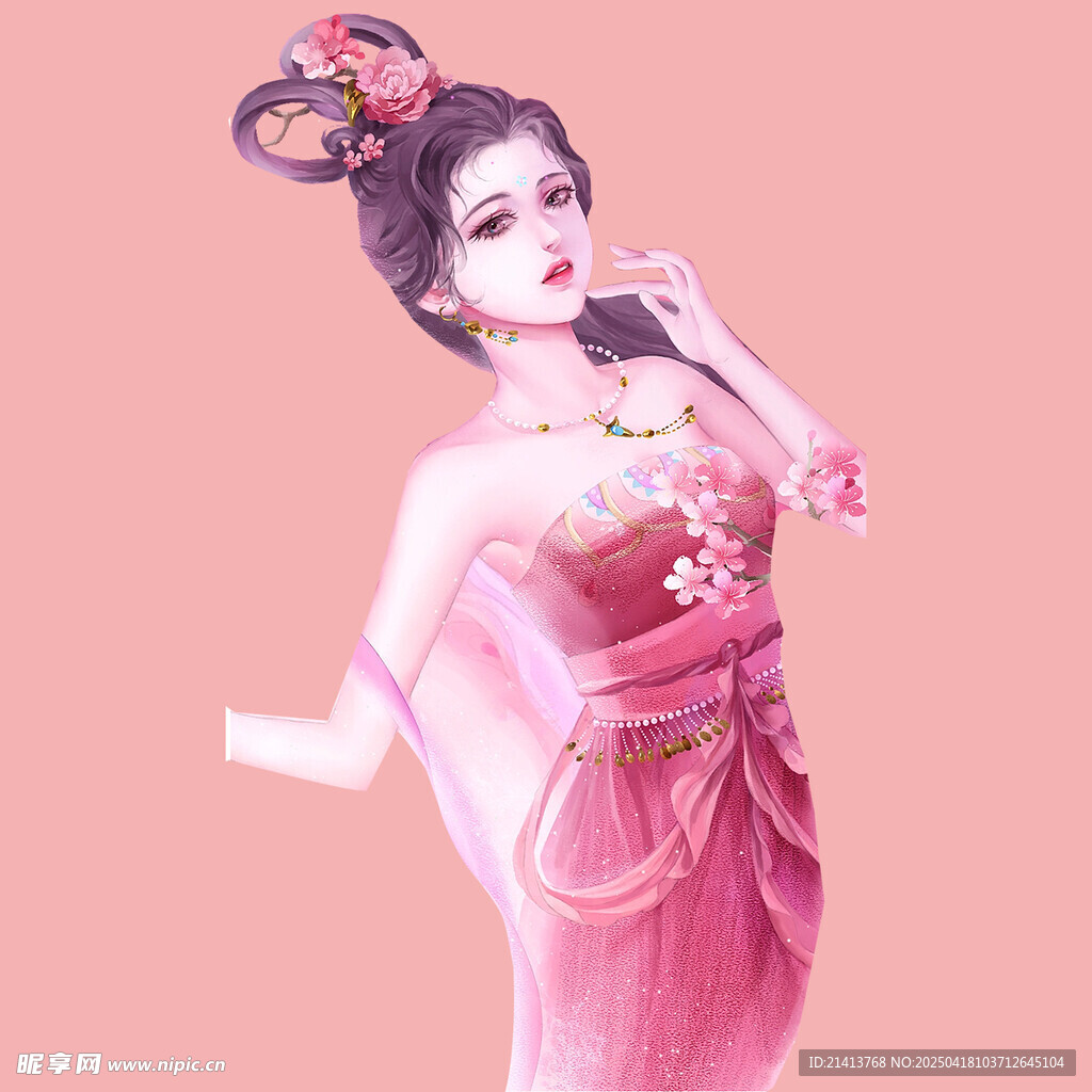 古风粉衣舞女形象