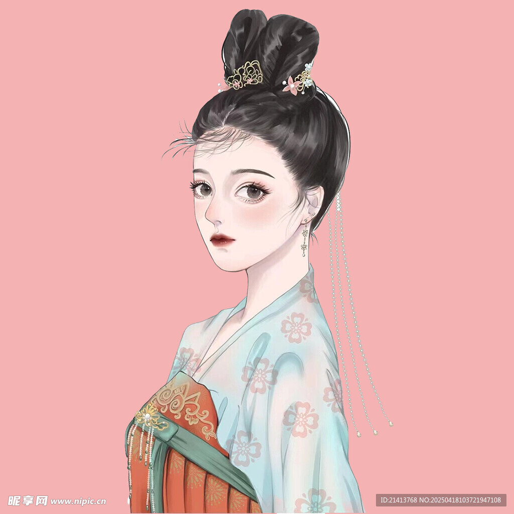 古风汉服女子优雅侧颜