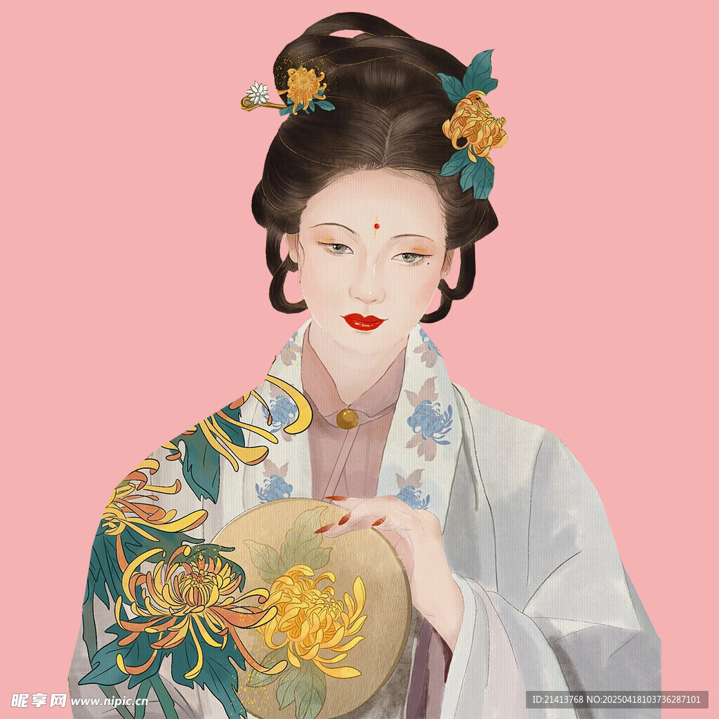 古风持扇古典美人形象
