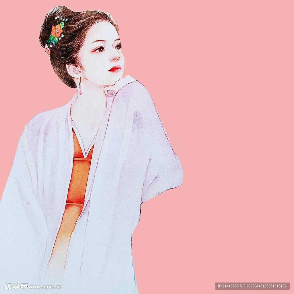 复古风优雅女子侧身肖像
