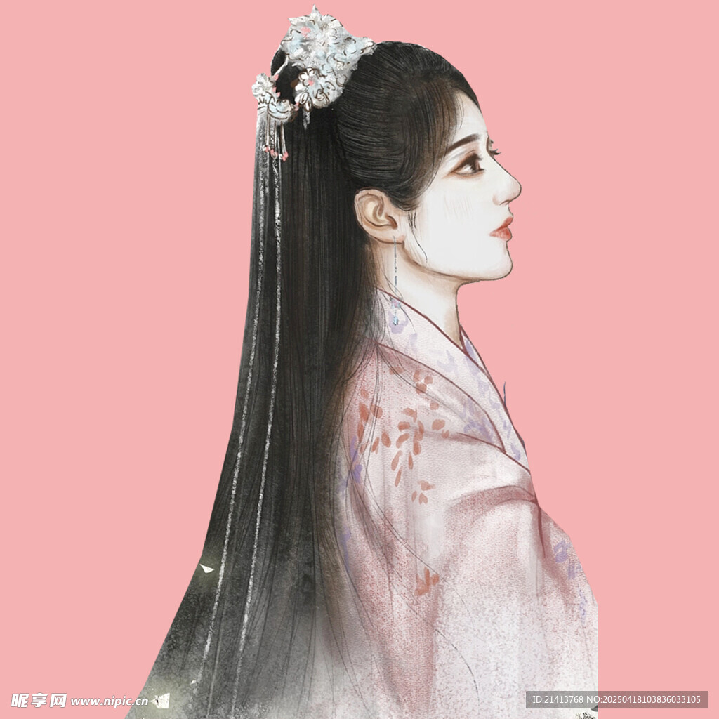 古风女子侧颜汉服造型图