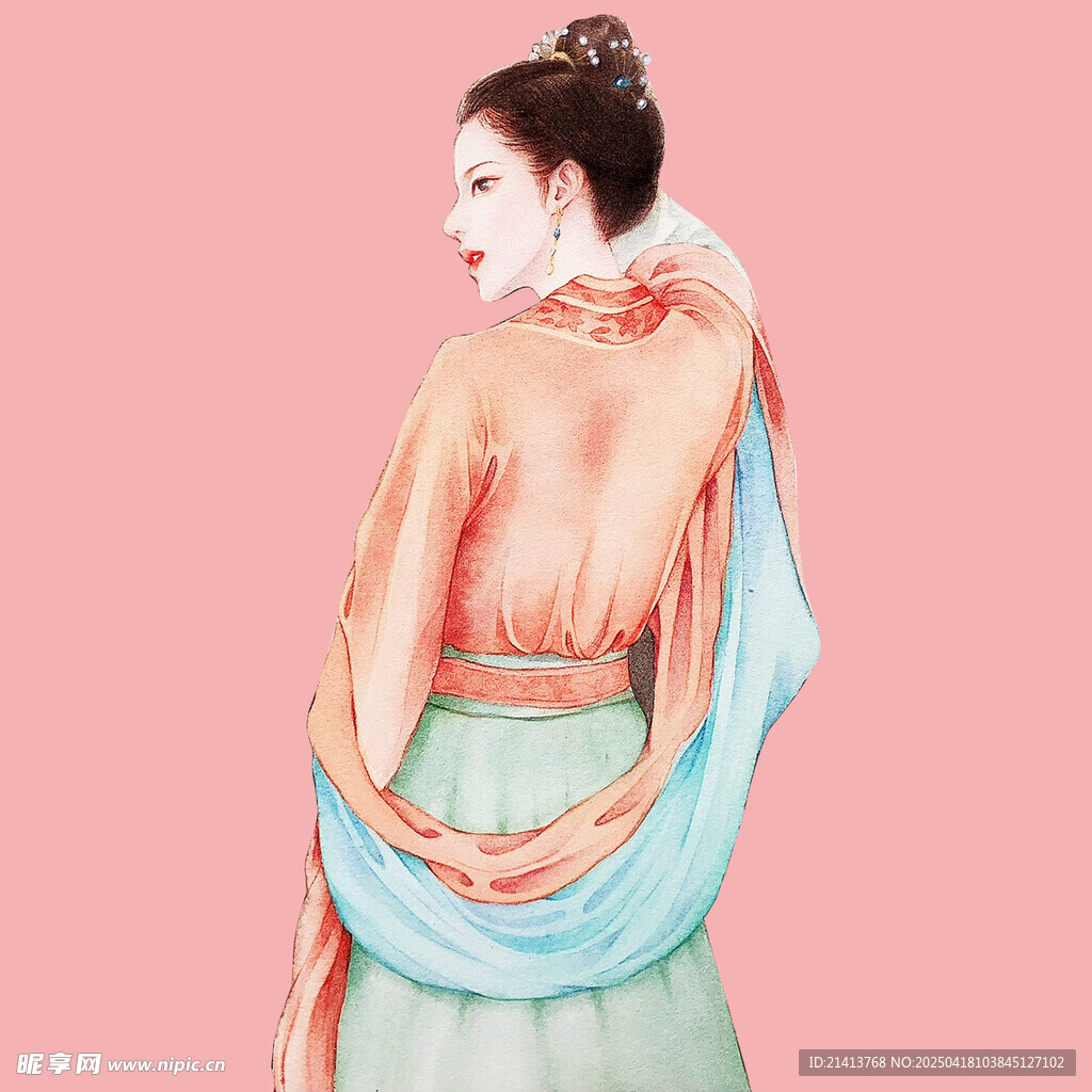 古风女子露背优雅身姿