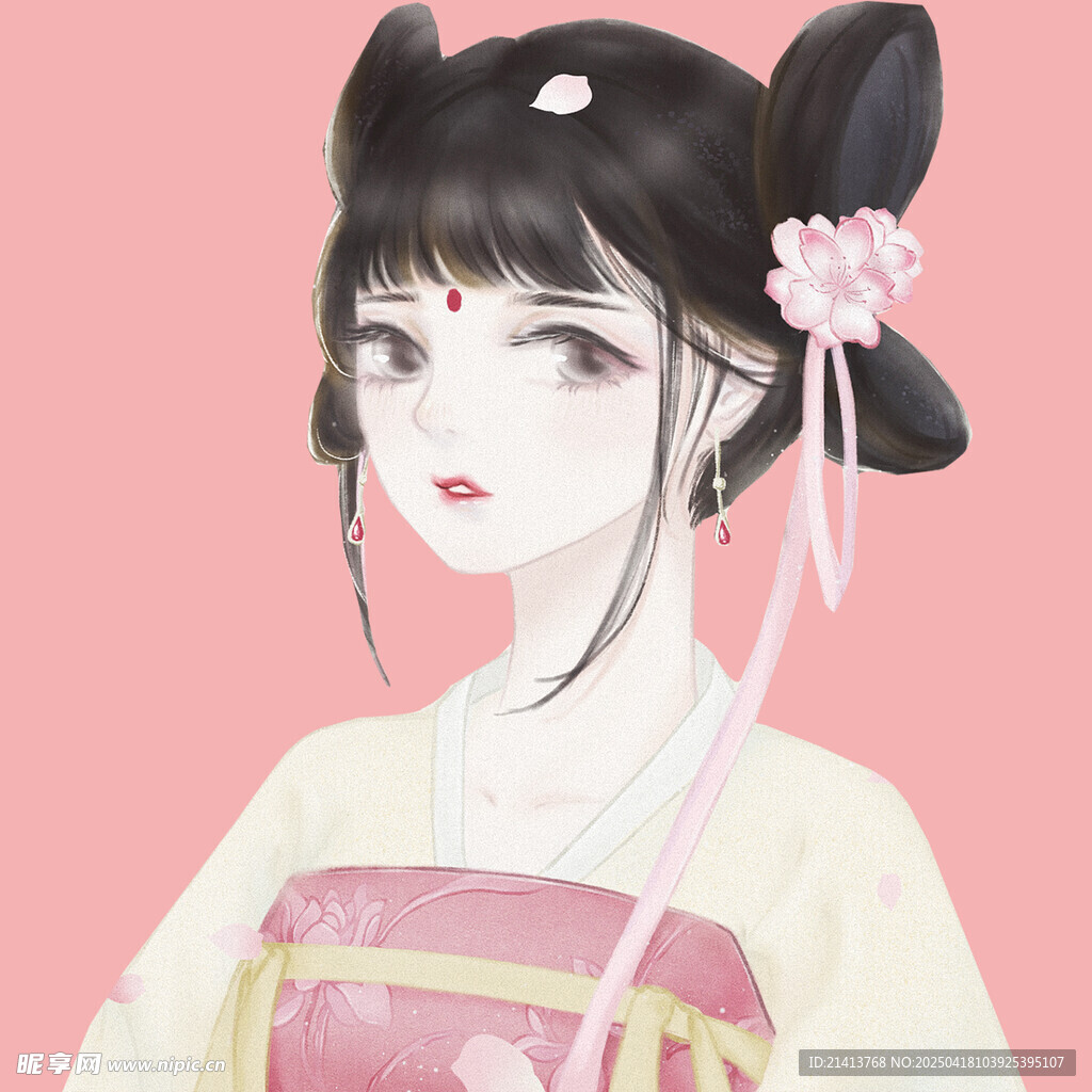 古风少女汉服造型插画