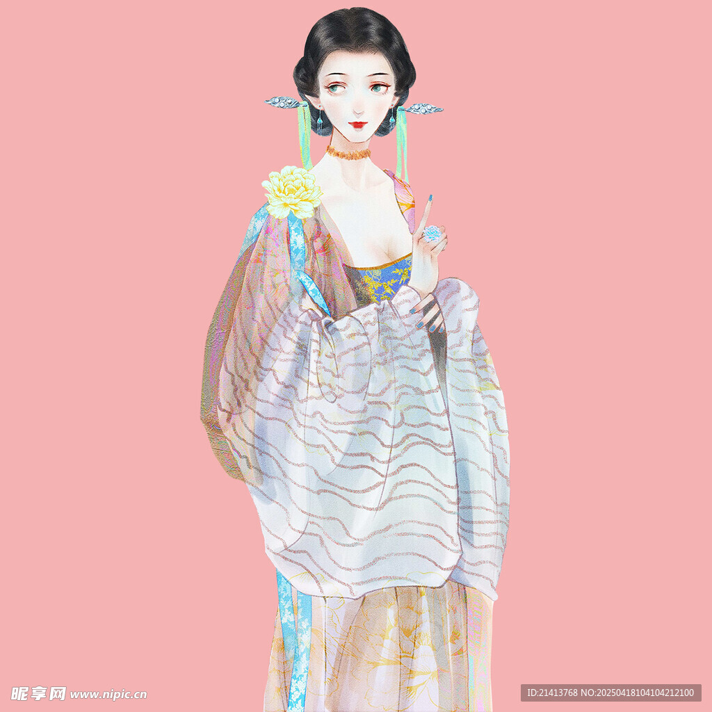古风唐装女子优雅形象