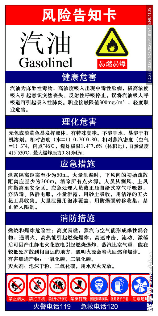 汽油危险告知牌
