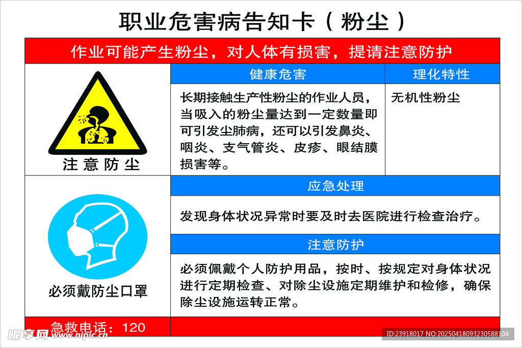 职业危害告知卡粉尘
