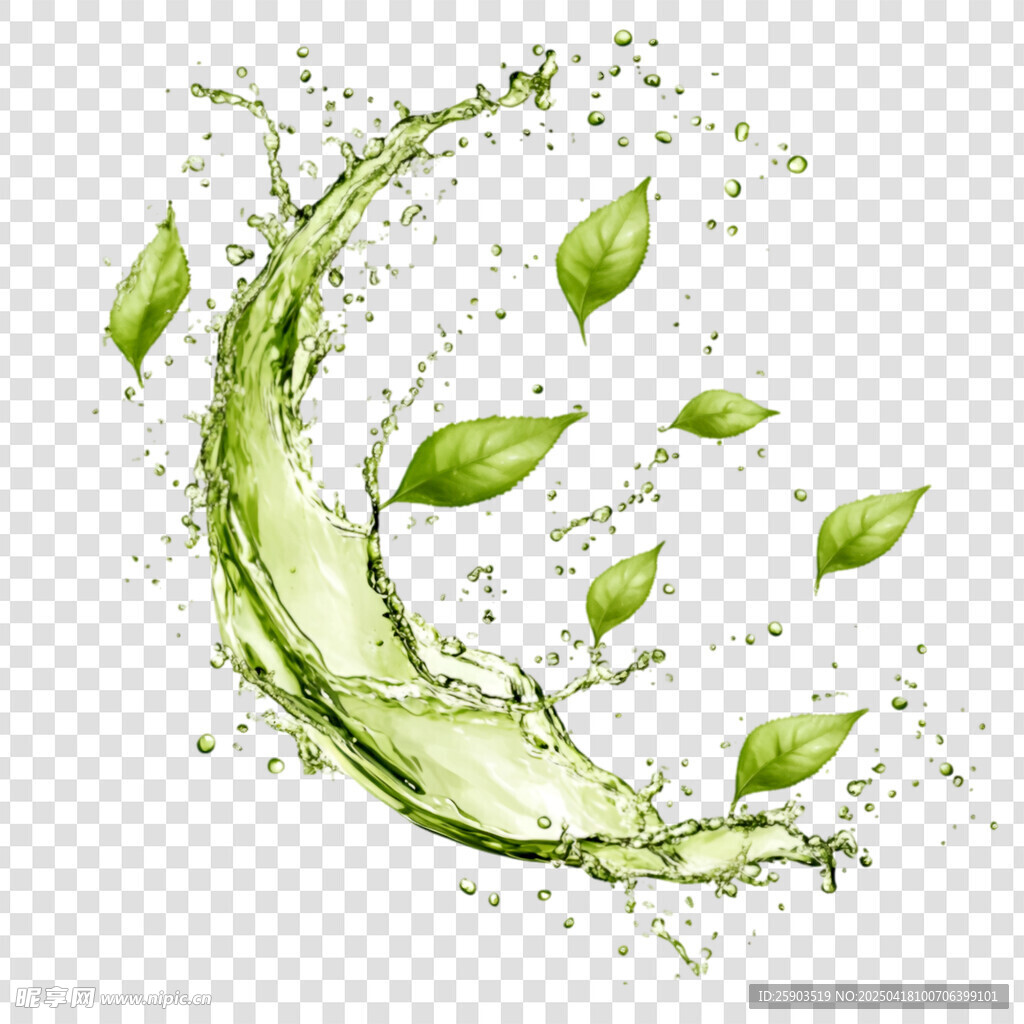绿色叶水花素材