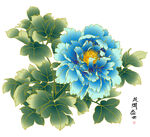牡丹花 国画 分层 金线