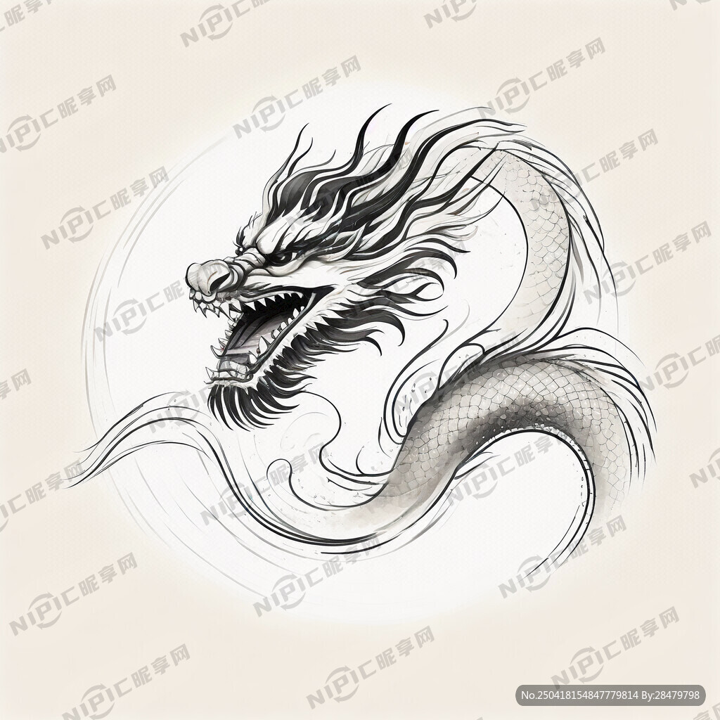龙纹线条图 最简洁的写意效果