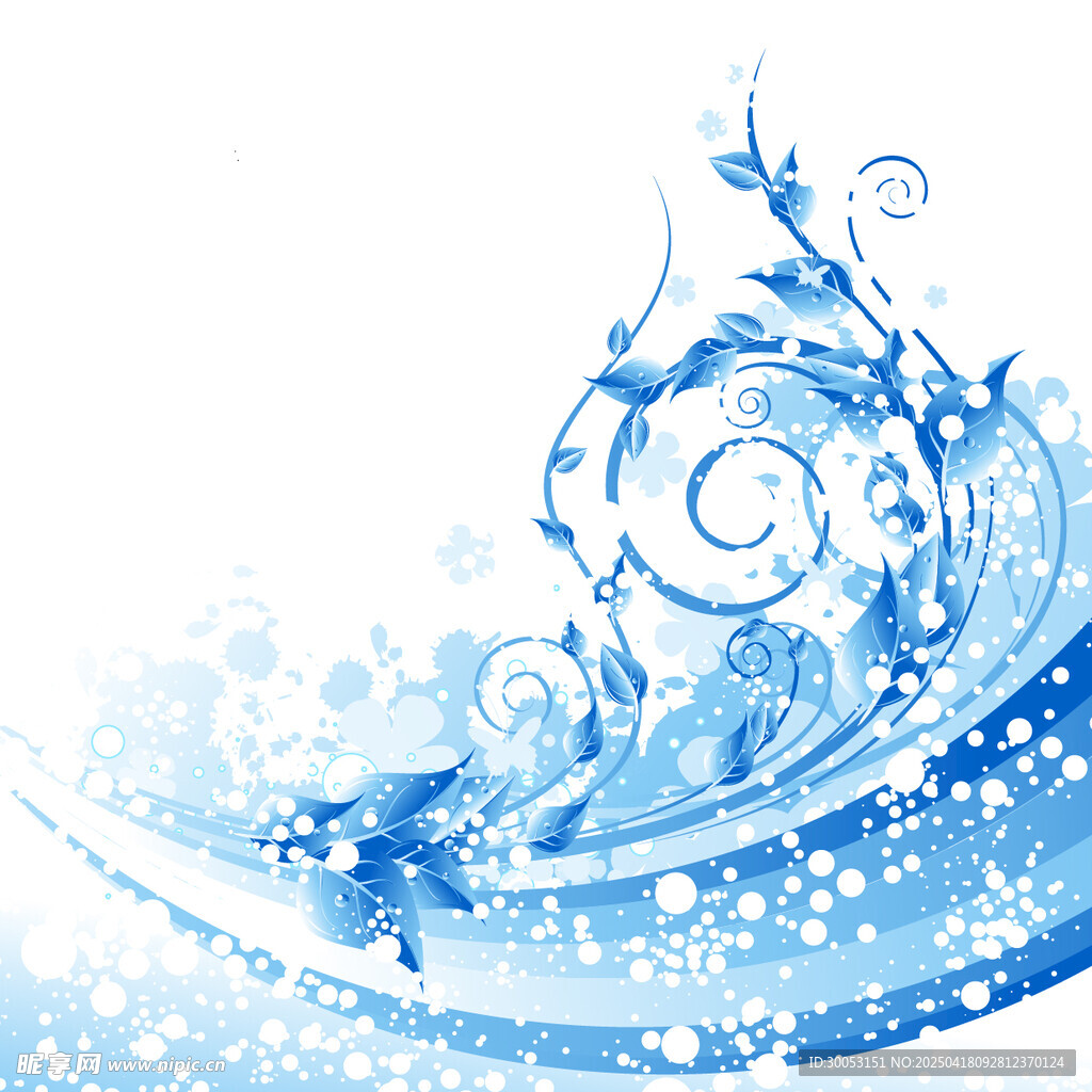 蓝色梦幻水花艺术图案