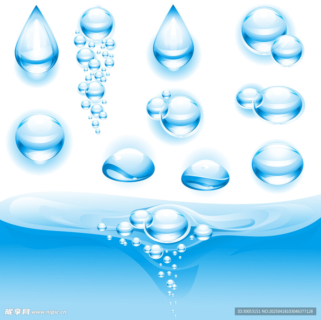 水滴与气泡的清新画面
